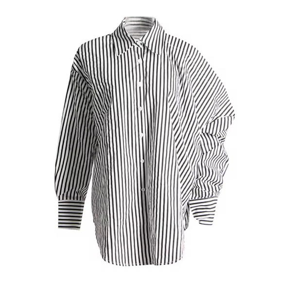 Striped Black and White Women's two piece set - Picture 4 of 5